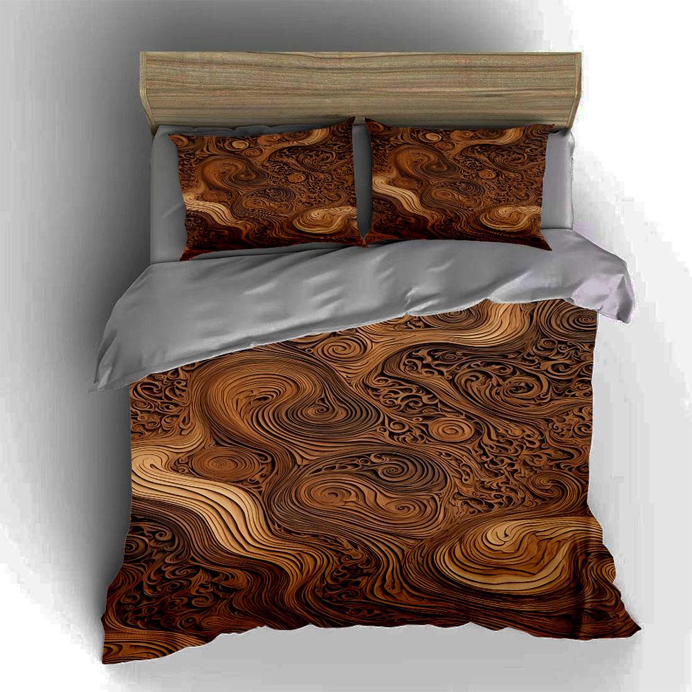 Swirled, Wooden, Textured Bedding Duvet cover sets Duvet covers Pillowcases gifts (1 * Duvet Cover 2 * Pillowcases, without duvet insert)