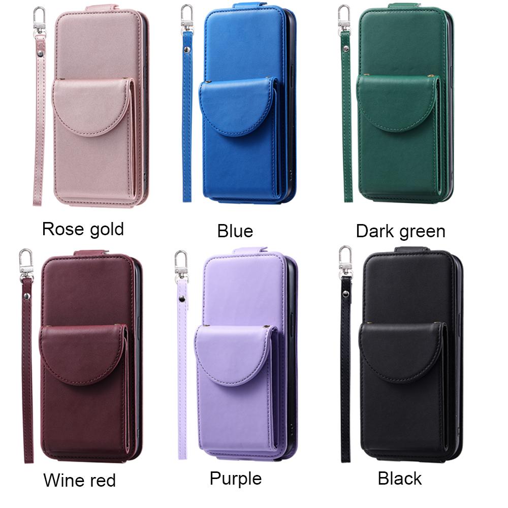 Wallet Card Slot Wrist Strap Flip Leather Case Cover for iPhone 15 14 Plus 13 12 11 Pro Max XSMAX for Samsung S24 S23 S22 S21 S20 Ultra Plus A15 A54