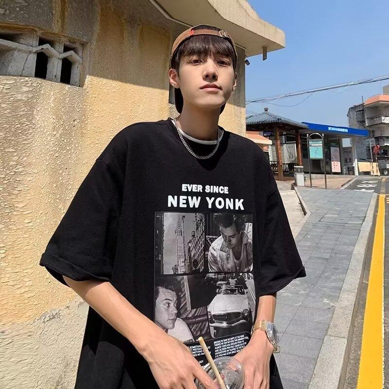 Мужская модная футболка с круглым вырезом и короткими рукавами с принтом для лета, свободный повседневный топ