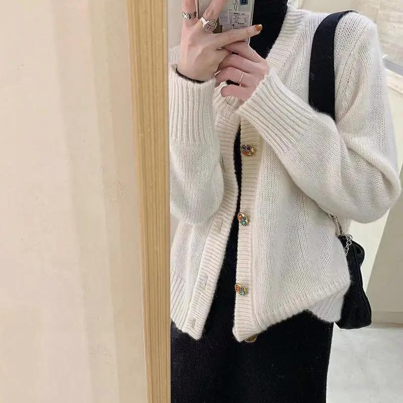 Свитер-кардиган, пальто, женский вязаный свитер, ленивый стиль, осенне-зимний стиль, красный дизайн, верхняя одежда