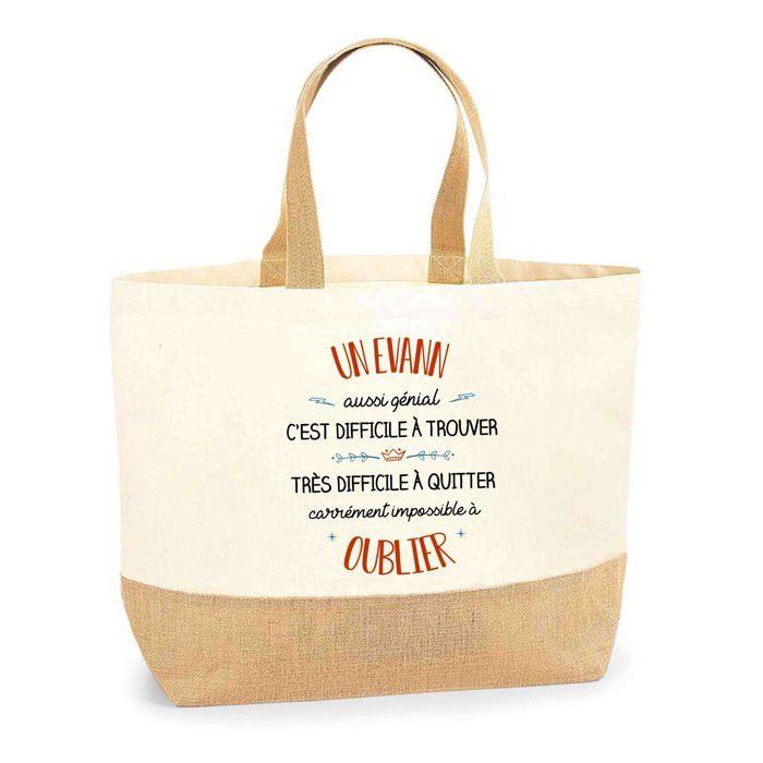 Sac jute - PLANETEE - Un Evann aussi génial - Prénom personnalisé - Jute naturel - Fabriqué en France