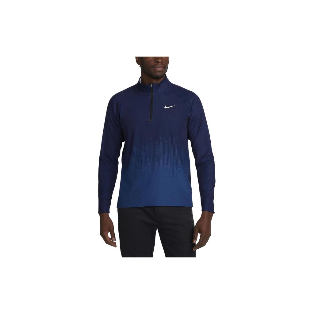 Nike Dri-FIT ADV 1/2-Zip Golf Top Gradient Logo Print Stand Collar Long Sleeve T-Shirt Men Tops Dark-Blue FD5833-410