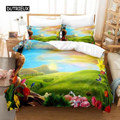 Комплект пододеяльников Natural Landscape Blue Sky Lawn Flower Double Queen King Size 2/3 шт. Полиэстеровое одеяло для детей, подростков и взрослых