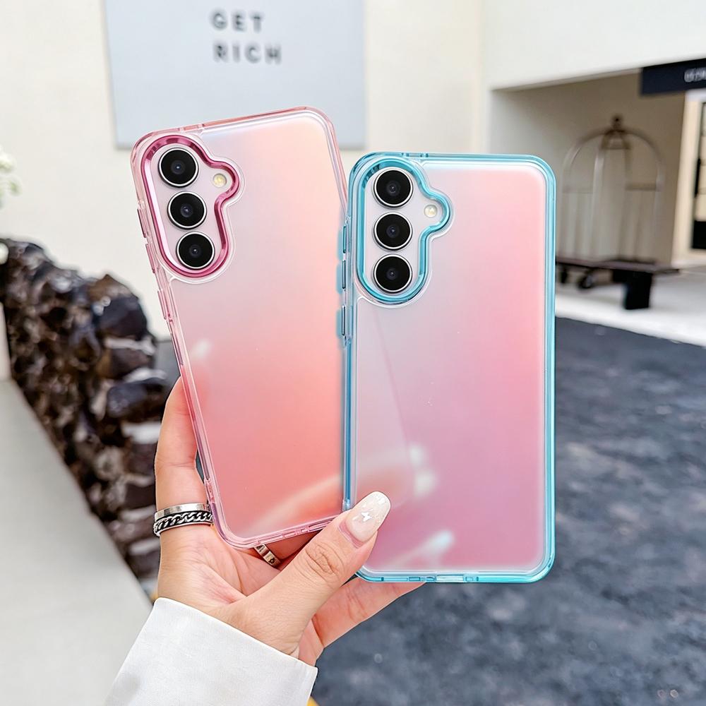 KEYSION Модный лазерный градиентный цветной чехол для телефона Samsung A54 5G A34 A24 A14, ударопрочная задняя крышка из ТПУ+ПК для Galaxy A04S