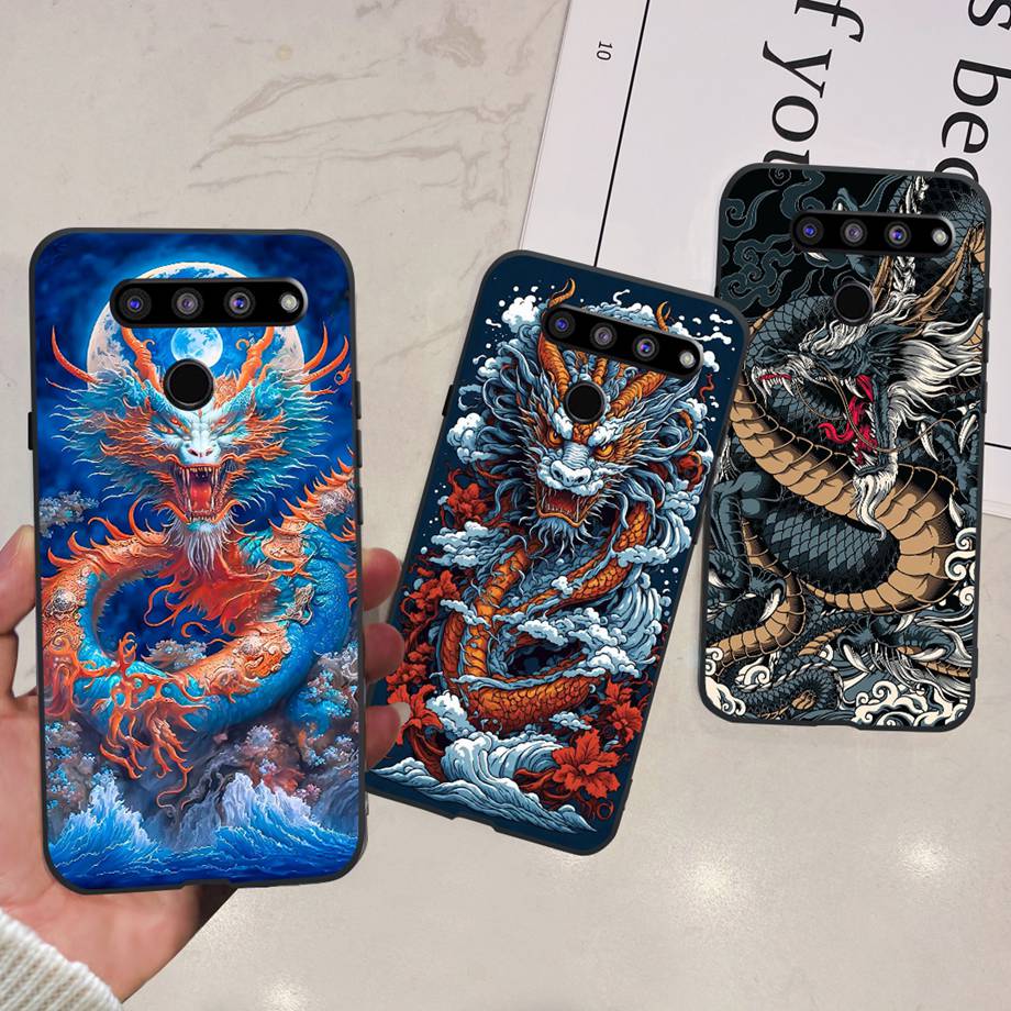 For LG G8X ThinQ Case LG V50 ThinQ V50s ThinQ V50 Dual Screen Liquid Silicone Bumper Coque Fundas Marble Space Man Dragon Capa