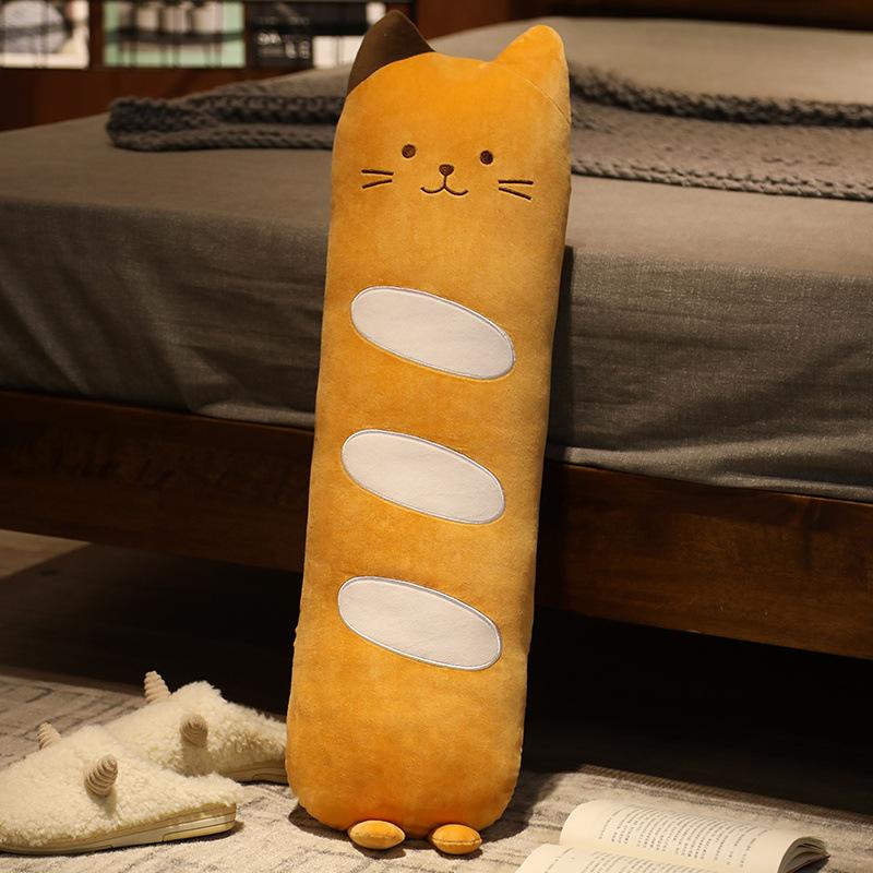 Cute Bread Cat Long Throw Pillow Girl Bed Sleeping Pinch Legs Long Pillow Removable Cat Doll