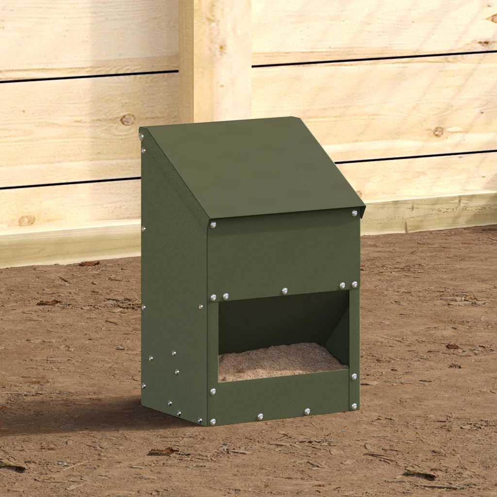 Chicken Feeder Olive Green 21 x 16 x 33 cm Cold Rolled Steel