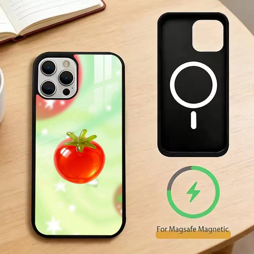 Помидор Мультяшный Милый Креативный Чехол Для Телефона Для iPhone17,16,15,14,13,12,11 Plus,Pro Магнитный Для Magsafe Беспроводной Зарядки