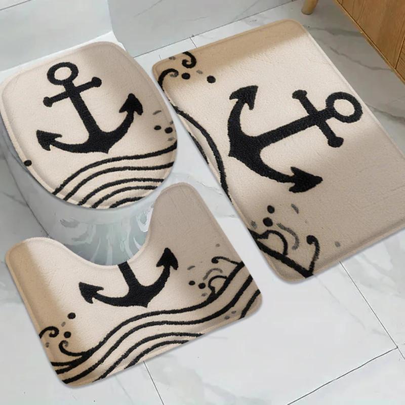 Ocean World Pattern Bathroom Mat Non Slip Absorbent Shower Room Carpet Door Floor Mat Bathtub Foot Mat Home Decor