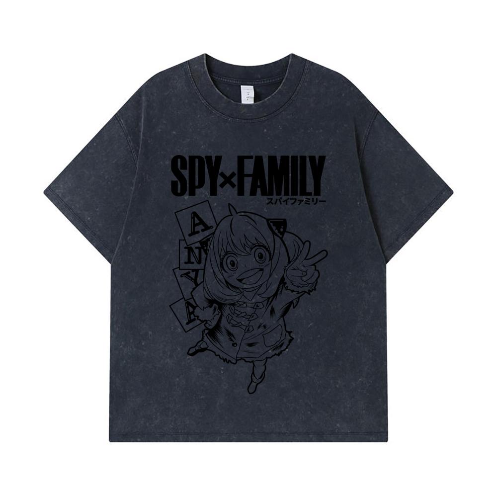 275 GSM Washed T-shirts 100% Cotton Spy x Family V5 Anya Print Unisex Heavy Cotton T Shirt