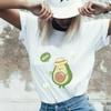 Милая футболка с принтом авокадо, короткий рукав, шея, модная повседневная спортивная эстетическая готическая одежда, летняя графическая женская футболка, подарок