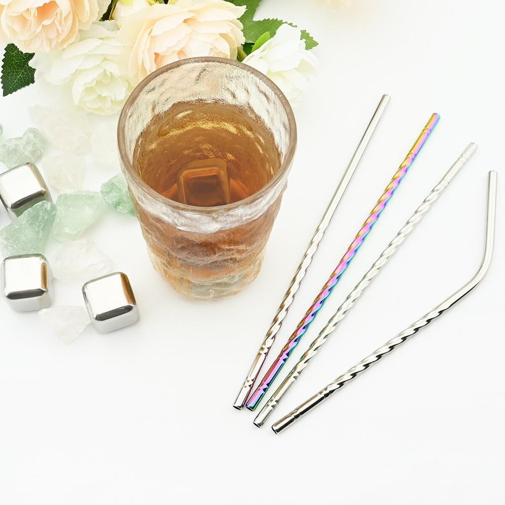 Многоразовые металлические трубочки из нержавеющей стали 304, набор соломинок для питья с щеткой для чистки, высококачественная посуда для напитков для сока, аксессуар для барной вечеринки