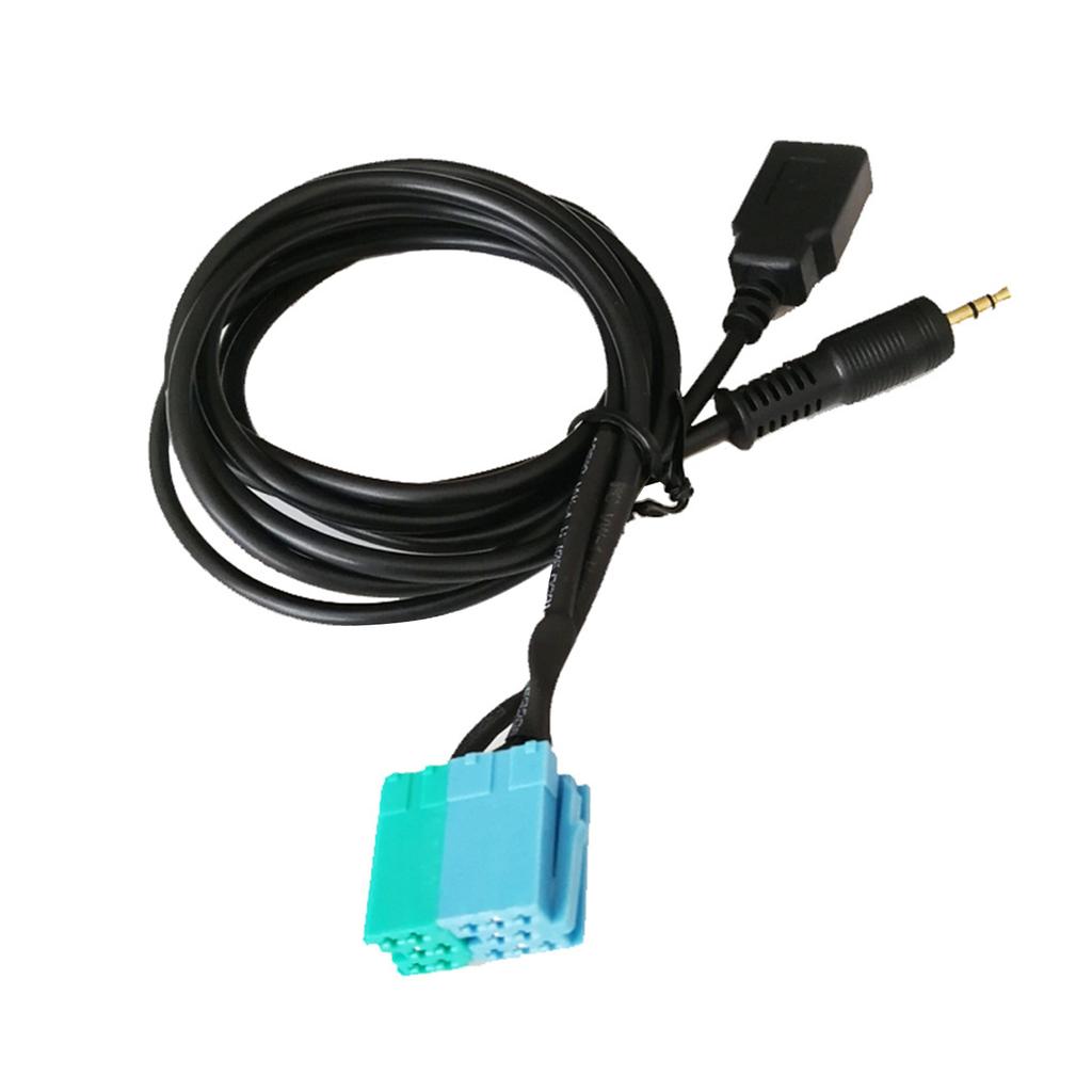 AUX In Audio Input Cable Female 3.5mm USB Jacks Adapter for Cars