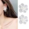 Girls Women Korean Style Transparent Flower Earrings Party Shopping Ear Studs