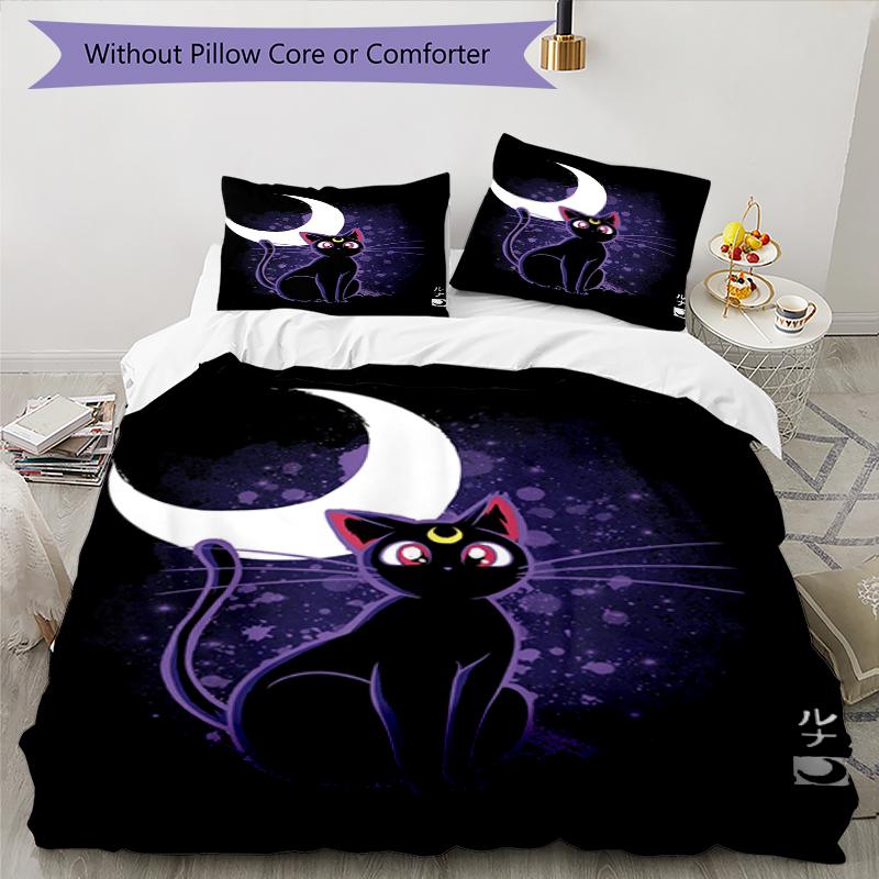 Moon Cat Print Flannel Blanket, Soft Warm Lightweight Throw Blanket for living Room,Sofa Bed Camping office