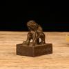 Antique Bronze Kirin Seal Desktop Ornaments Copper Animal Miniature Figurine Lucky Brass Kirin Statue Feng Shui Decoration
