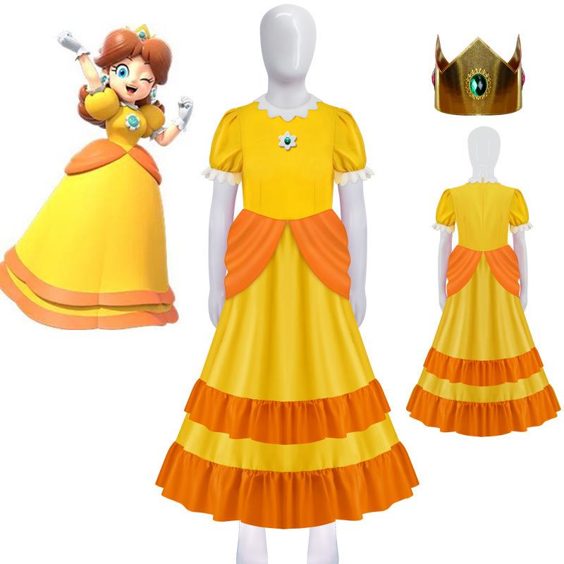 Princess Peach Cosplay Costume Super Mario Bros Peach Dress Halloween Cosplay Outfit for Women Girls Role Play