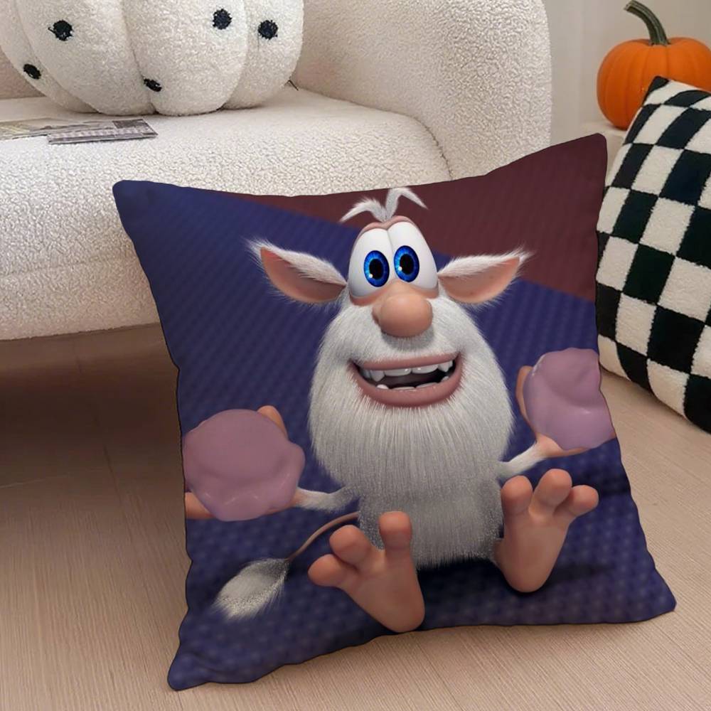 Cartoon Cute Fourbob-Booba Pillow Case Anti-Dustmite Pillowcase Invisible Zipper Silky Short Plush Sofa Cushion Cover
