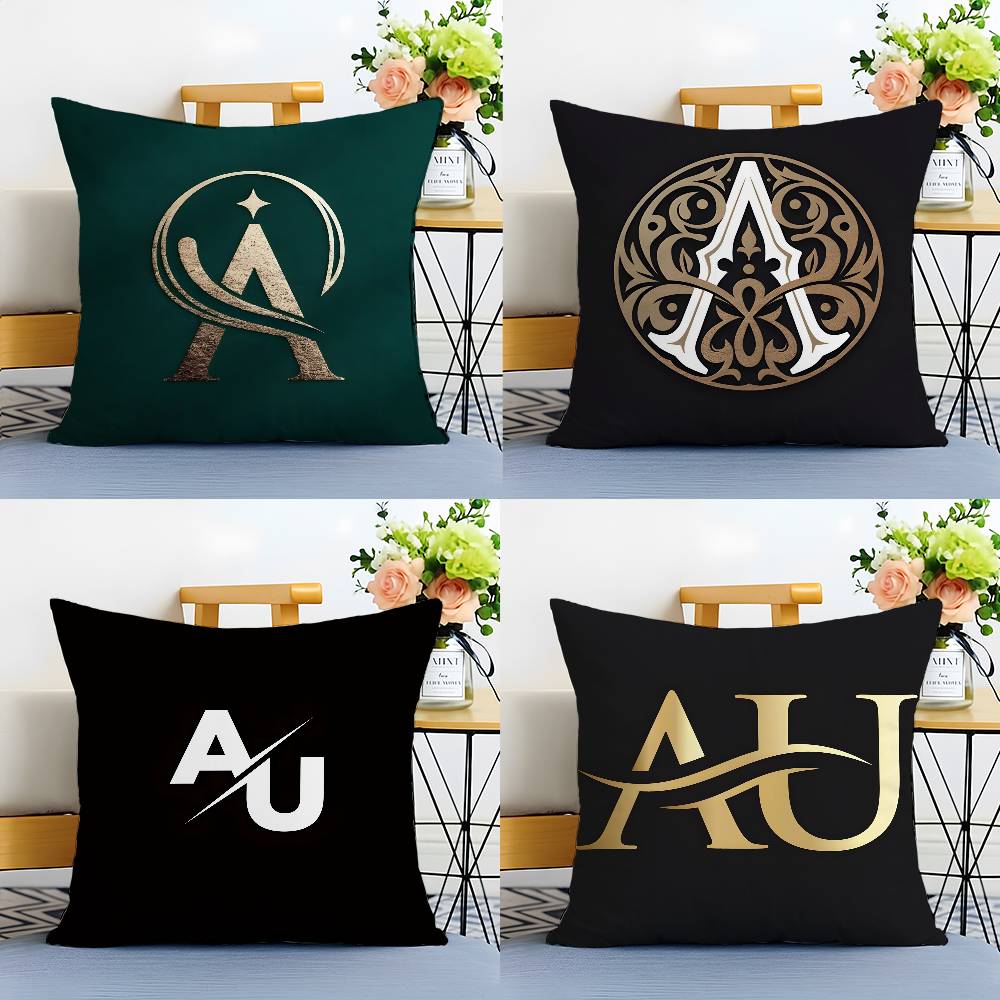 Simple Letter Design AU Pillow Case Anti-dustmite Pillowcase Invisible Zipper Silky Short Plush Sofa Cushion Cover