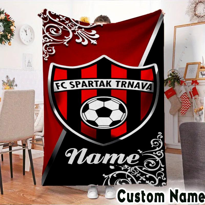 Custom Name Spartak Trnava Football Crest Blanket Flannel Blankets for Couch Bed Gifts for Men Women Picnic blanket Christmas fan gifts