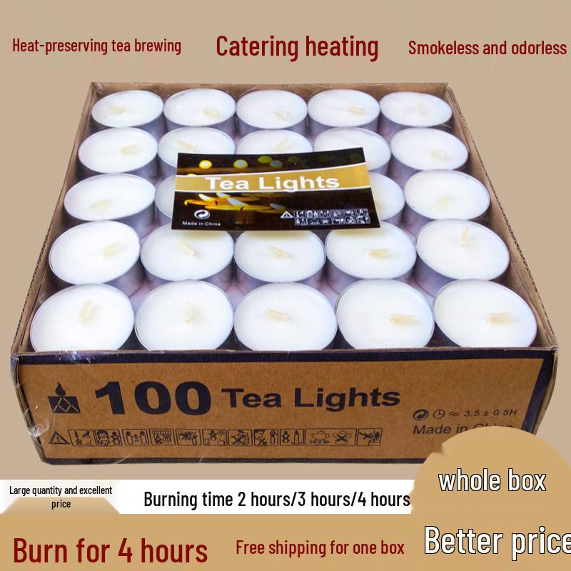 Бездымные ароматерапевтические свечи для подношений Будде - 100 шт. для дома, дня рождения, романтических мероприятий, подогрева чая и вечных светильников.