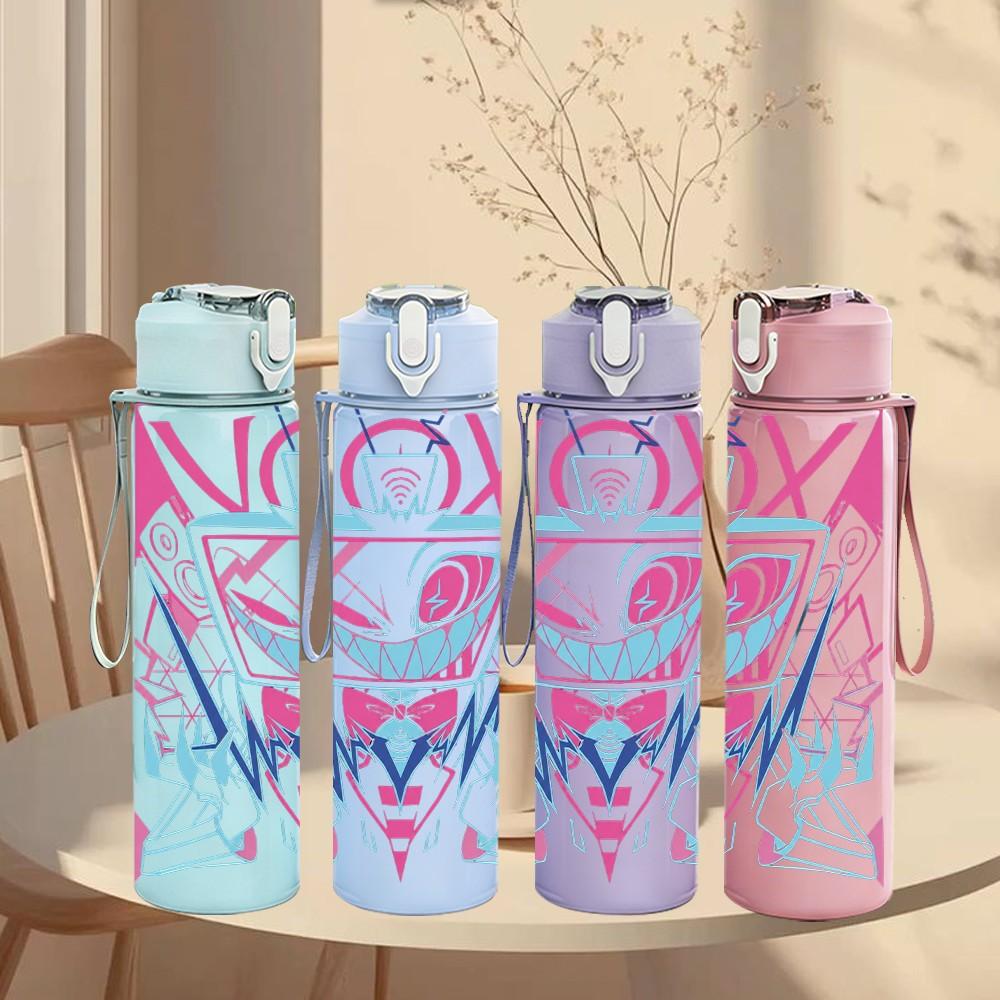 1PC Colorful Graphic 750ml sports water bottle leakproof straw lid outdoor office home