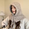 Женский зимний шарф с капюшоном и защитой для ушей - Эластичный с регулируемым капюшоном на шнурке, Легкая теплая зимняя шапка и манишка