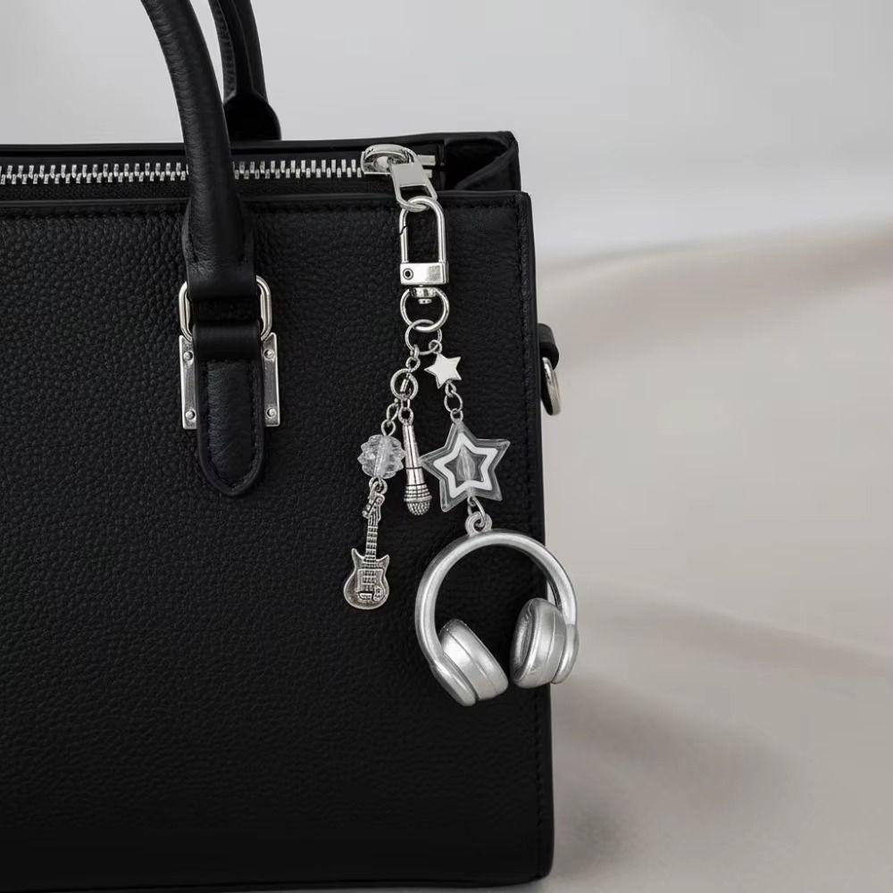 Bags Decoration Earphone-shaped Keychain Glitter Microphone Pendant  Backpack Charms