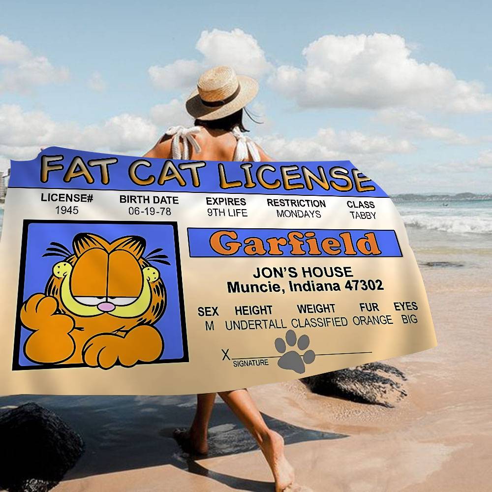 Cute Anime G-Garfields Cat Big Microfiber Beach Towels Quick Dry Towel Sand Beach Towels Pool Towel For Travel Swim Pool Yoga