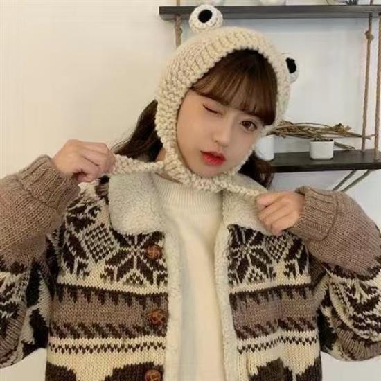 Зимние черепа, милая женская шапка-лягушка, вязаная крючком вязаная шапка, костюм, шапка-бини, шапка, женский подарок, кепка в стиле хип-хоп, реквизит для фотосессии, вечерние