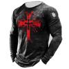 Vintage Imitation T-shirt 3D Printed Cross Long Sleeve T-shirt Plus Size Long Sleeve Top T-shirt Men's Sports Casual Style