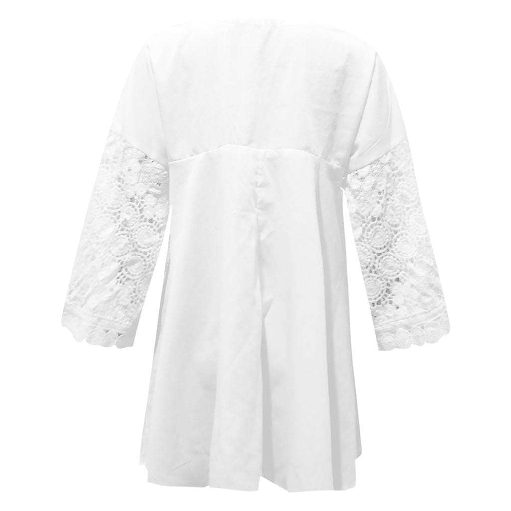 Women Half Sleeve Cotton Linen Hollow Out Lace Patchwork T-Shirt Blouse Tops