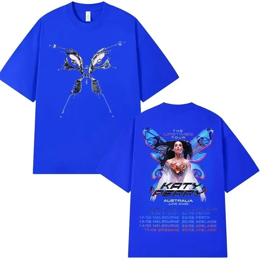 Singer Katy Perry The Lifetimes Tour 2025 New T Shirt Unisex Wounisex Retro Fashion Cotton Short Sleeve Tshirt Harajuku Clothing Tees