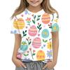 Детская модная повседневная футболка с коротким рукавом и принтом в виде Пасхи и круглым вырезом