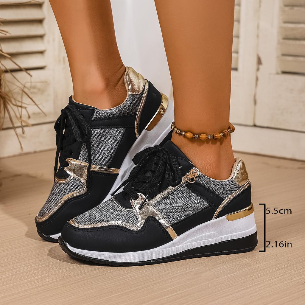 Fashion Casual Sport Lightweight Shoes Ladies Outdoor Running Comfortable Shoes 2025 Women Sneakers Platform Shoes Leather Patchwork