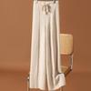 Women's High Waist Wool Wide Leg Pants - Autumn/Winter Casual Floor-Length Knitted Trousers