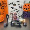 20 Pcs/Set Halloween Miniatures Mini Grim Reaper Skull Figurines Miniature Casket Pumpkin Ornaments for Home Desktop Decoration