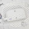 White Polka-Dot Shell-Shaped Foldable Pencil Case—Large-Capacity Student Stationery Organizer
