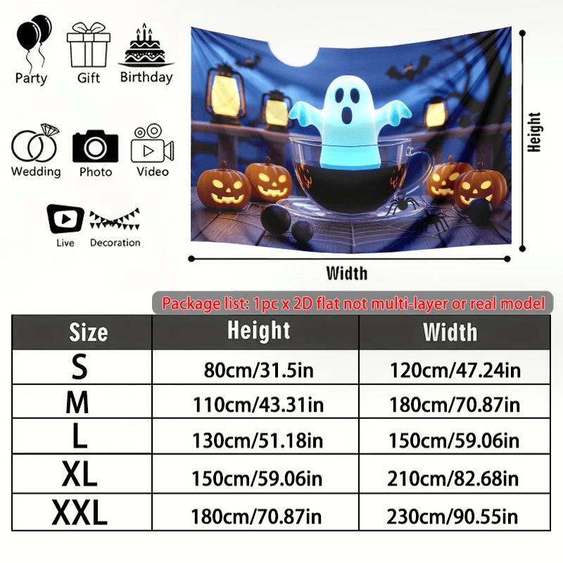 Halloween Spooky Gifts Home Lanterns Banner, Multicolor Polyester Backdrop for Wall Hanging Decor