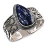 Natural Sodalite Gemstone 925 Sterling Silver Cuff Bangle Adjustable L6i45