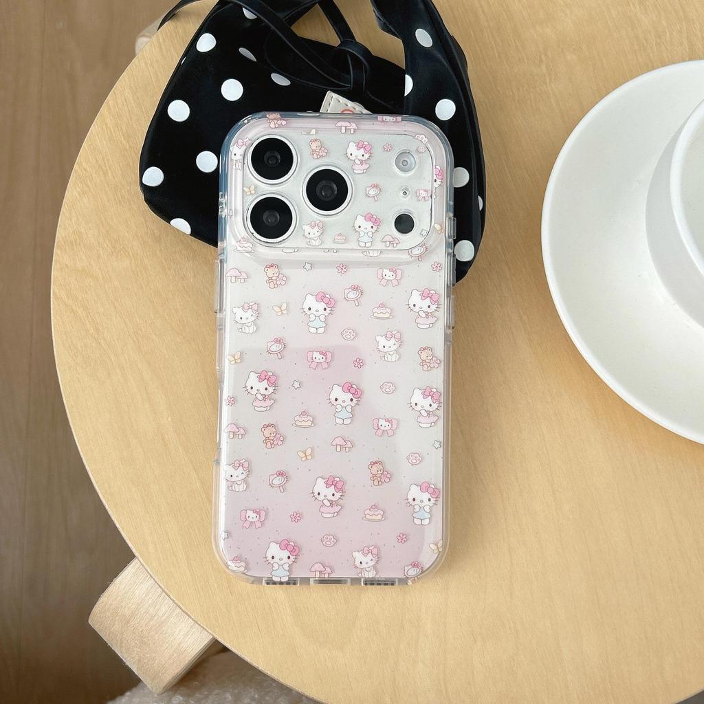 Корейский розовый чехол для iPhone с изображением сердечка, десерта и кошки для 17/16 Pro Max/15/14
