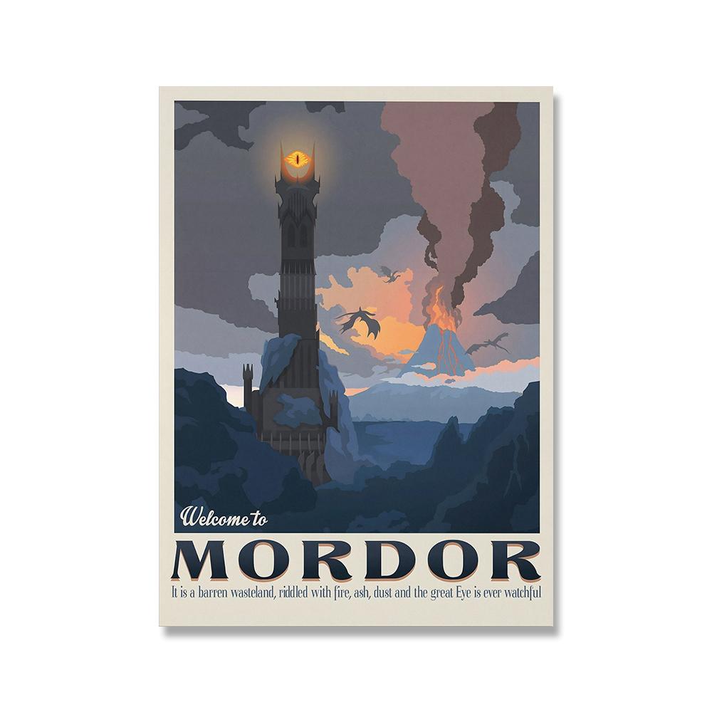 Толкин, путешествия, настенная живопись на холсте, пейзаж Средиземья, Властелин колец, постер, винтажные принты из фильмов, фотографии для гостиной, домашний декор