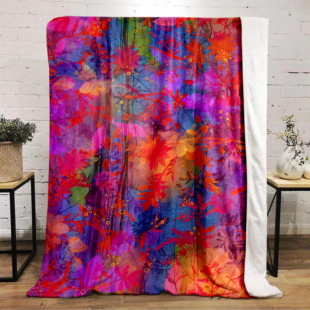 Colorful Abstract Floral Art Blanket Flannel blanket for bedroom, living room, sofa, and nap sofas.