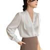 Satin Shirt Women's Long-sleeved V-neck Drape Versatile Senior Sense of Professional Temperament Blouse