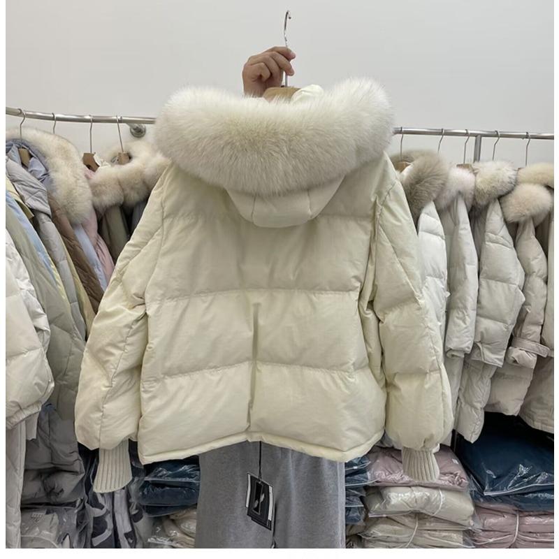 Зимнее корейское стильное новое свободное хлопковое пальто для женщин, короткое, маленькое, с большим меховым воротником, хлопковое пальто с толстым пальто, пальто