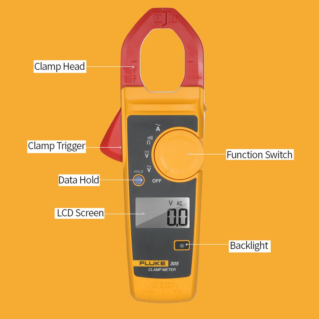 FLUKE F305 Handheld Clamp Meter LCD Display Digital Clamp Multimeter Clamp Type Universal Meter