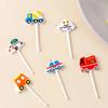 6pcs/set Mini Cartoon Automobile Modeling Snack Cake Dessert Food Pick Toothpick Bento Lunches Party Decor
