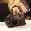 Retro Genuine Leather Women's Handbags Shoulder Crossbody Bag Embossed Flowers Large Capacity Mom Portable Pillow Bags