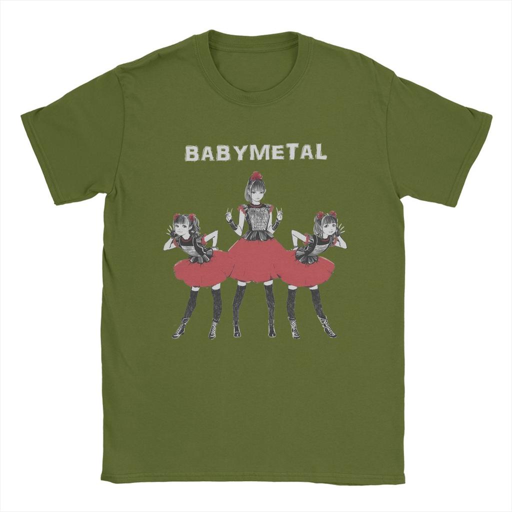 Мужская футболка Babymetal Band Винтажная 100% Хлопковая Футболка с Коротким Рукавом и Круглым Вырезом Большого Размера