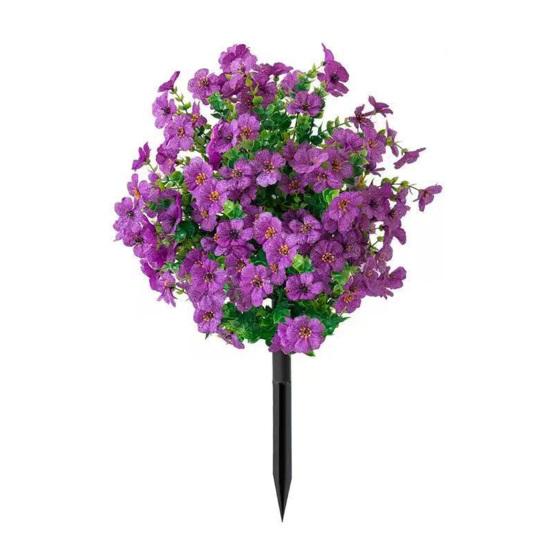 Искусственное топиарное шаровидное дерево с фиолетовыми цветами для улицы, искусственные кустарники с грунтовым колышком, устойчивые к УФ-лучам, искусственные кусты для украшения переднего крыльца, сада, кашпо